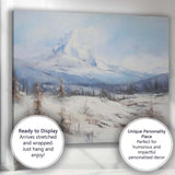 Soft Blue Snow Capped Mountain Alpine Winter Landscape Canvas Wall Art Print Decor Picture Ready to Hang