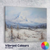 Minimalist Snow Capped Mountain Winter Panorama Landscape Canvas Wall Art Print Decor Picture Ready to Hang