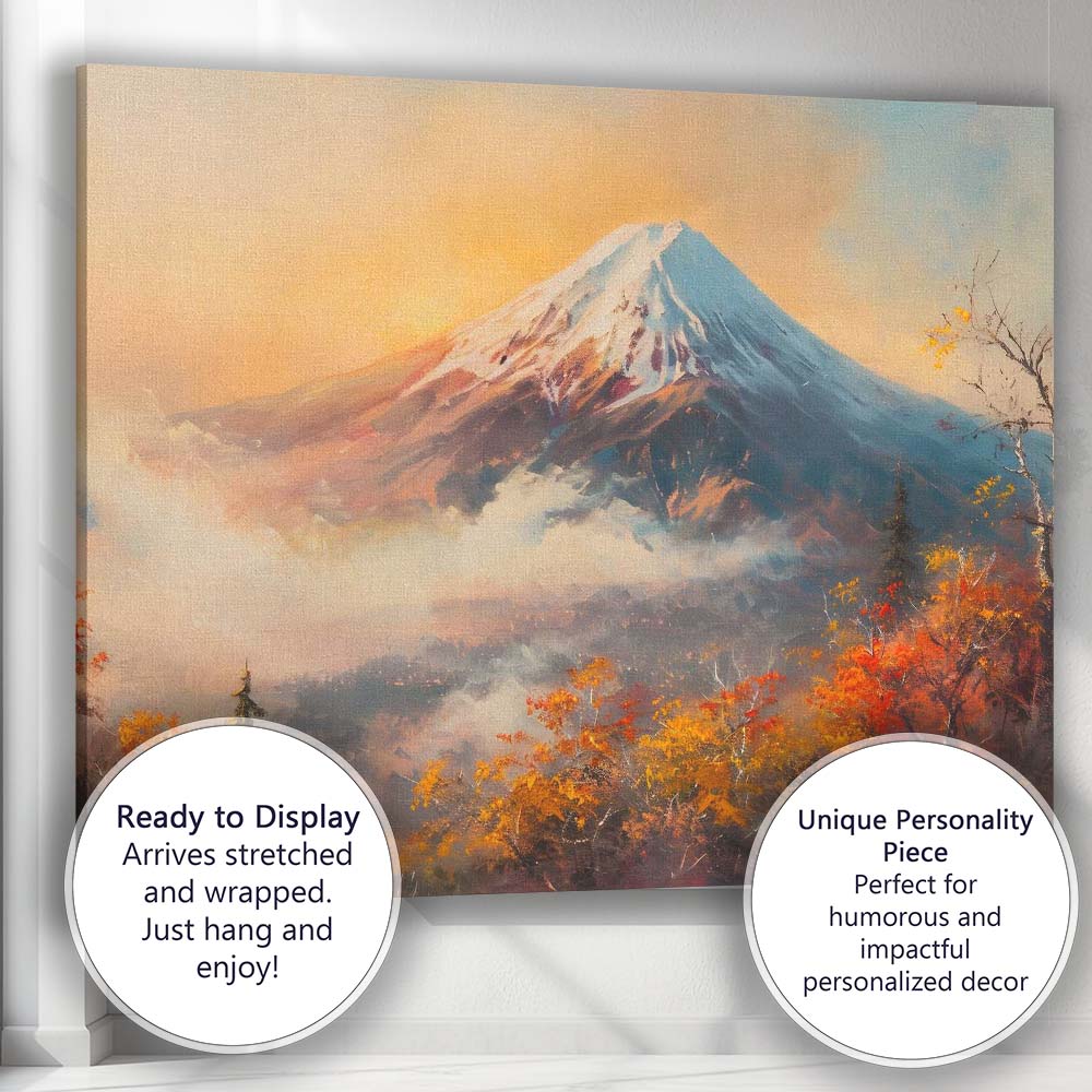 Autumn Mount Fuji Landscape Colourful Scenic Painting Canvas Wall Art Print Decor Picture Ready to Hang