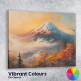 Warm Autumn Mount Fuji Landscape With Golden Foliage Canvas Wall Art Print Decor Picture Ready to Hang