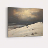 Solitary Figure On Snowy Hillside Dramatic Winter Landscape Canvas Wall Art Print Decor Picture Ready to Hang