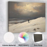 Solitary Figure On Snowy Hillside Dramatic Winter Landscape Canvas Wall Art Print Decor Picture Ready to Hang