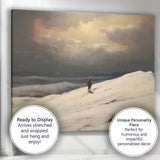 Solitary Figure On Snowy Hillside Dramatic Winter Landscape Canvas Wall Art Print Decor Picture Ready to Hang