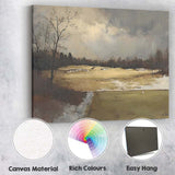 Muted Winter Golf Course Landscape Atmospheric Painting Canvas Wall Art Print Decor Picture Ready to Hang