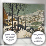 Traditional European Winter Village Hunters In Snow Landscape Canvas Wall Art Print Decor Picture Ready to Hang