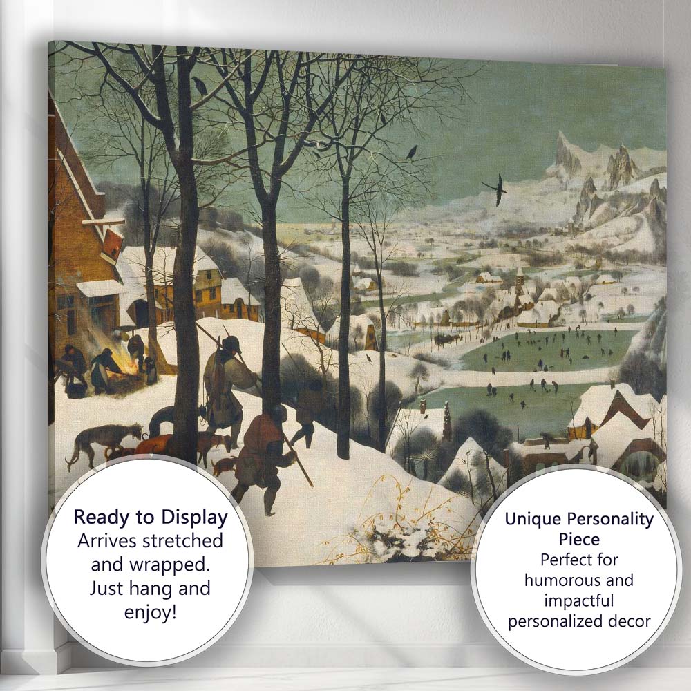 Classic Flemish Winter Village Ice Skating Landscape Canvas Wall Art Print Decor Picture Ready to Hang