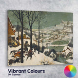 Traditional European Winter Village Hunters In Snow Landscape Canvas Wall Art Print Decor Picture Ready to Hang