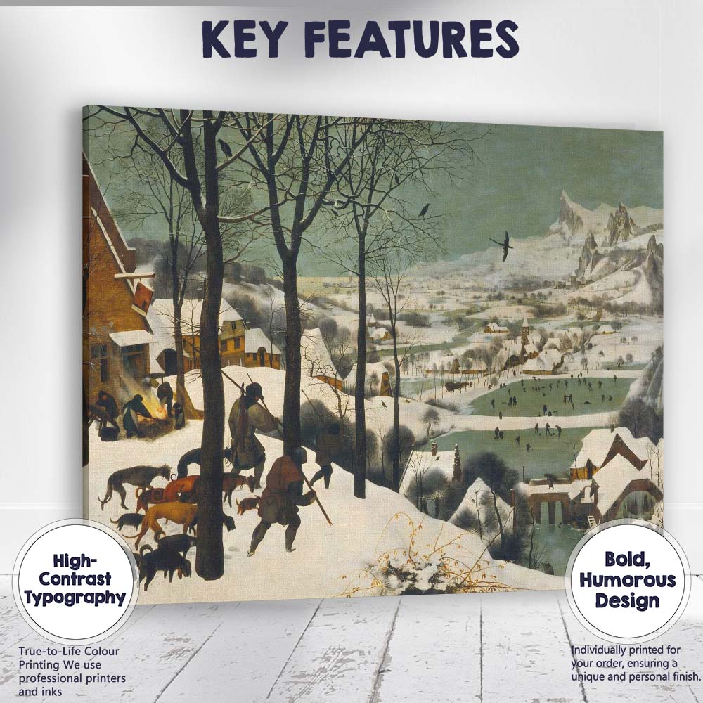 Classic Flemish Winter Village Ice Skating Landscape Canvas Wall Art Print Decor Picture Ready to Hang