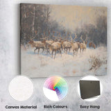 Soft Impressionist Reindeer Herd Snow Covered Woodland Canvas Wall Art Print Decor Picture Ready to Hang