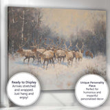 Soft Impressionist Reindeer Herd Snow Covered Woodland Canvas Wall Art Print Decor Picture Ready to Hang
