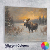 Majestic Moose Winter Wilderness Golden Sunset Canvas Wall Art Print Decor Picture Ready to Hang