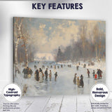 Traditional Winter Ice Skating Frozen River Landscape Canvas Wall Art Print Decor Picture Ready to Hang