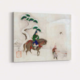 Traditional Japanese Winter Horse Rider Snow Scene Canvas Wall Art Print Decor Picture Ready to Hang
