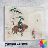 Traditional Japanese Winter Horse Rider Snow Scene Canvas Wall Art Print Decor Picture Ready to Hang