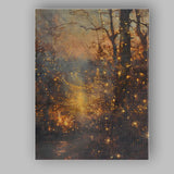 Golden Fireflies Enchanted Woodland Twilight Abstract Canvas Wall Art Print Decor Picture Ready to Hang