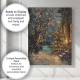Cosy Christmas Tree Snowy Village Evening Canvas Wall Art Print Decor Picture Ready to Hang