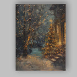 Cosy Christmas Tree Snowy Village Evening Canvas Wall Art Print Decor Picture Ready to Hang
