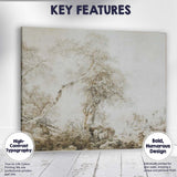 Sepia Rustic Countryside Tree Pastoral Sketch Canvas Wall Art Print Decor Picture Ready to Hang