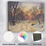 Winter Snow Covered Forest Horse Sleigh Sunset Landscape Canvas Wall Art Print Decor Picture Ready to Hang