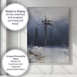 Moody Winter Lone Pine Snow Forest Landscape Oil Painting Canvas Wall Art Print Decor Picture Ready to Hang