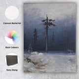 Moody Winter Lone Pine Snow Forest Landscape Oil Painting Canvas Wall Art Print Decor Picture Ready to Hang
