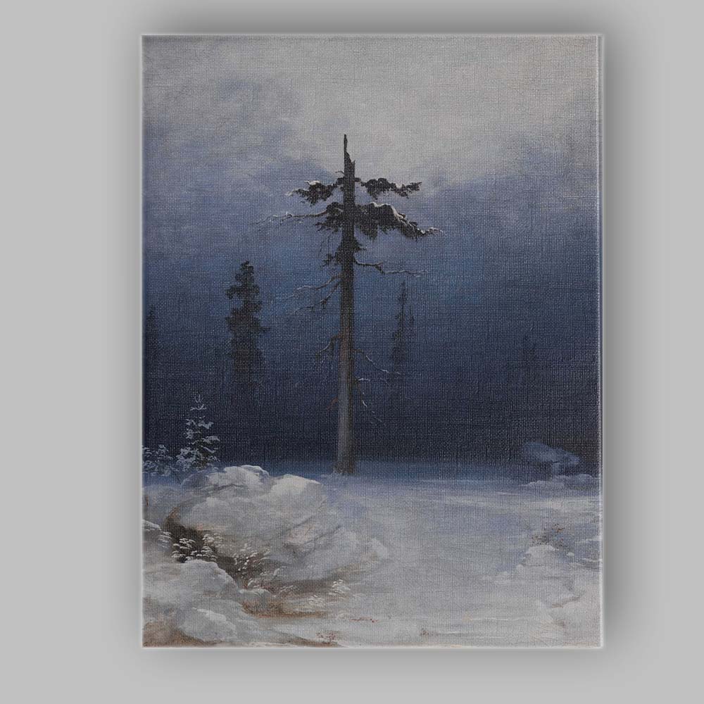 Moody Winter Lone Pine Snow Forest Landscape Oil Painting Canvas Wall Art Print Decor Picture Ready to Hang