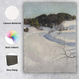 Scandinavian Snowy Forest Valley Winter Landscape Oil Painting Canvas Wall Art Print Decor Picture Ready to Hang