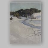 Scandinavian Snowy Forest Valley Winter Landscape Oil Painting Canvas Wall Art Print Decor Picture Ready to Hang