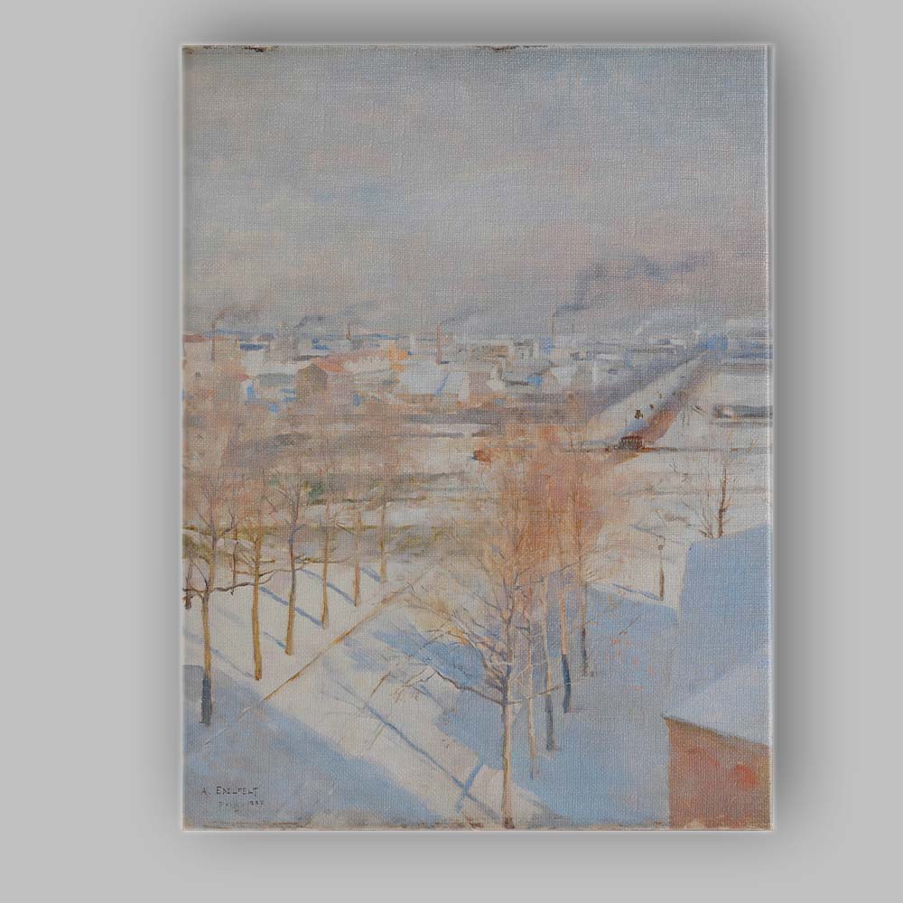 Scandinavian Snow Covered Town Industrial Winter View Canvas Wall Art Print Decor Picture Ready to Hang