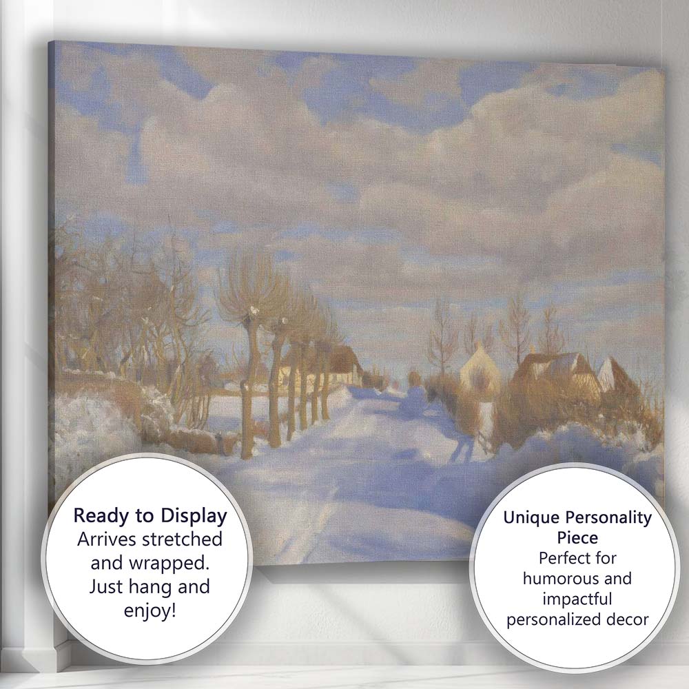 Winter Country Lane Snow Covered Trees Rural Landscape Canvas Wall Art Print Decor Picture Ready to Hang
