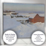 Nordic Coastal Village Snow Scene Landscape Painting Canvas Wall Art Print Decor Picture Ready to Hang