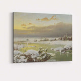 Golden Winter Sunrise Snowy Lake Countryside Landscape Canvas Wall Art Print Decor Picture Ready to Hang