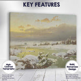 Golden Winter Sunrise Snowy Lake Countryside Landscape Canvas Wall Art Print Decor Picture Ready to Hang