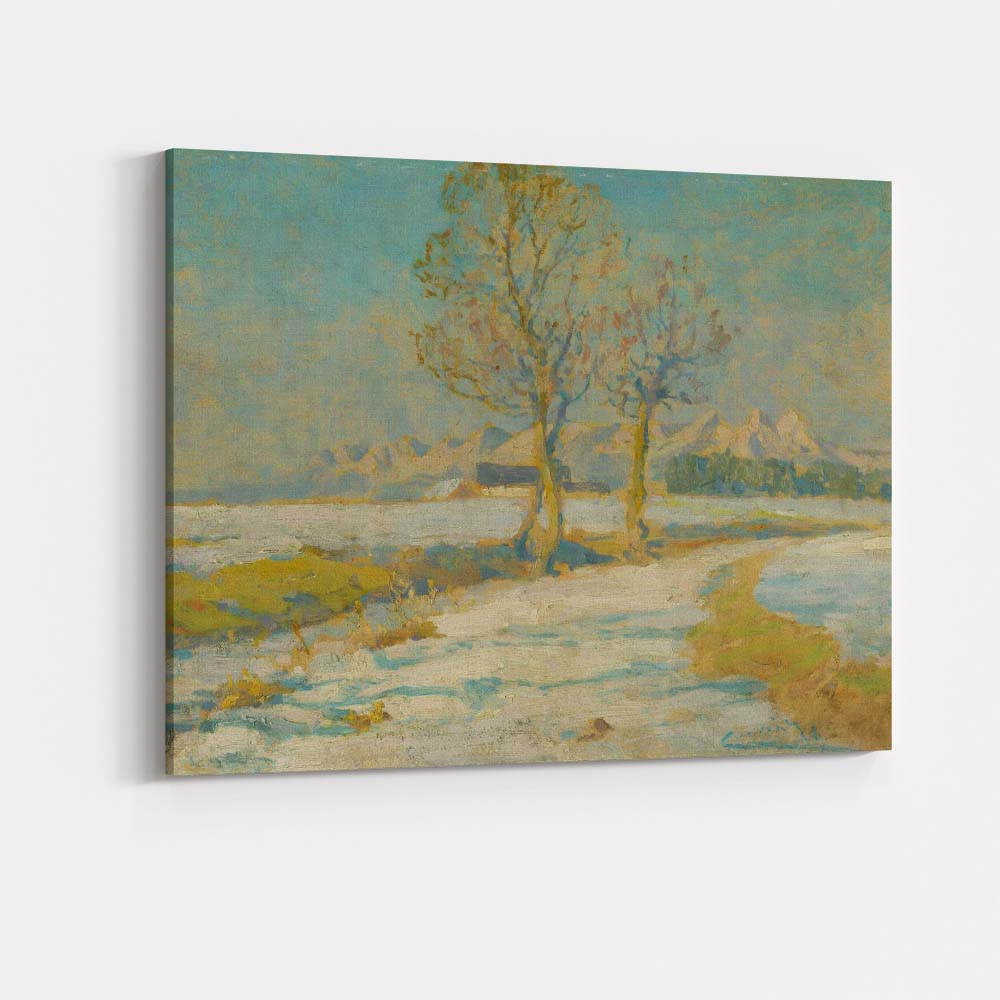Snowy Country Path Mountain View Impressionist Landscape Canvas Wall Art Print Decor Picture Ready to Hang