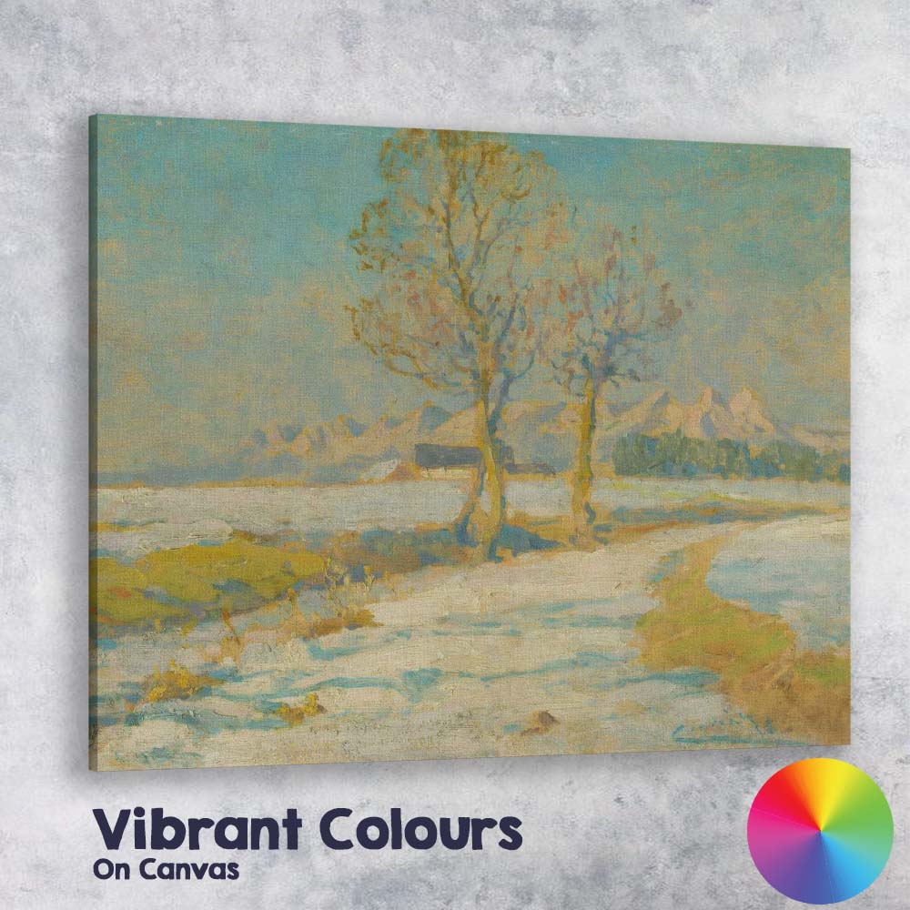 Snowy Country Path Mountain View Impressionist Landscape Canvas Wall Art Print Decor Picture Ready to Hang