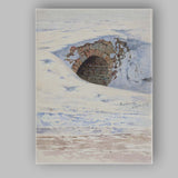 Minimalist Snow Covered Brick Culvert Watercolour Winter Scene Canvas Wall Art Print Decor Picture Ready to Hang