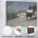 Impressionist Snowy Farmhouse Horse Winter Rural Landscape Canvas Wall Art Print Decor Picture Ready to Hang