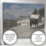 Impressionist Snowy Farmhouse Horse Winter Rural Landscape Canvas Wall Art Print Decor Picture Ready to Hang