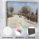 Impressionist Snow Covered Country Road Bare Trees Winter Landscape Canvas Wall Art Print Decor Picture Ready to Hang
