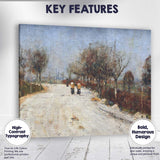 Impressionist Snow Covered Country Road Bare Trees Winter Landscape Canvas Wall Art Print Decor Picture Ready to Hang
