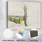 Birch Tree Countryside Scenic Sketch Landscape Canvas Wall Art Print Decor Picture Ready to Hang