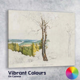 Birch Tree Countryside Scenic Sketch Landscape Canvas Wall Art Print Decor Picture Ready to Hang