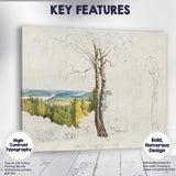 Birch Tree Countryside Scenic Sketch Landscape Canvas Wall Art Print Decor Picture Ready to Hang