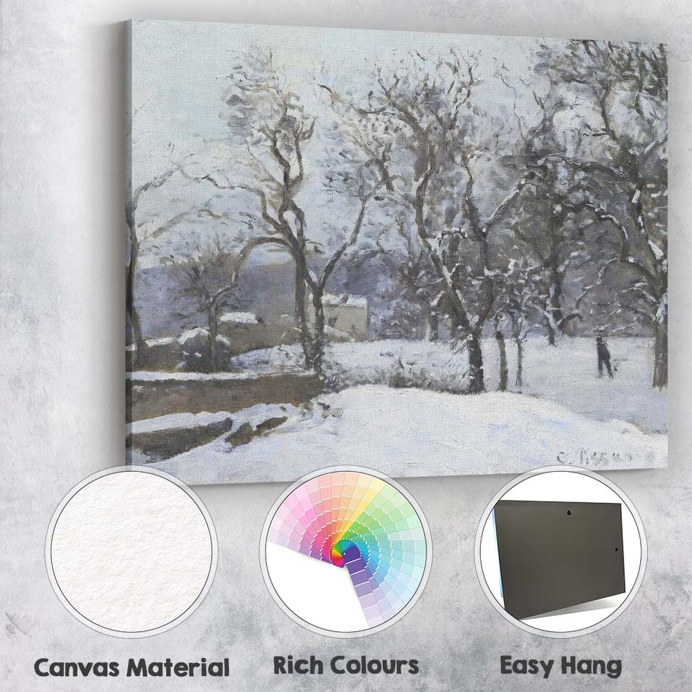 Snow Covered Woodland Path Impressionist Winter Landscape Painting Canvas Wall Art Print Decor Picture Ready to Hang