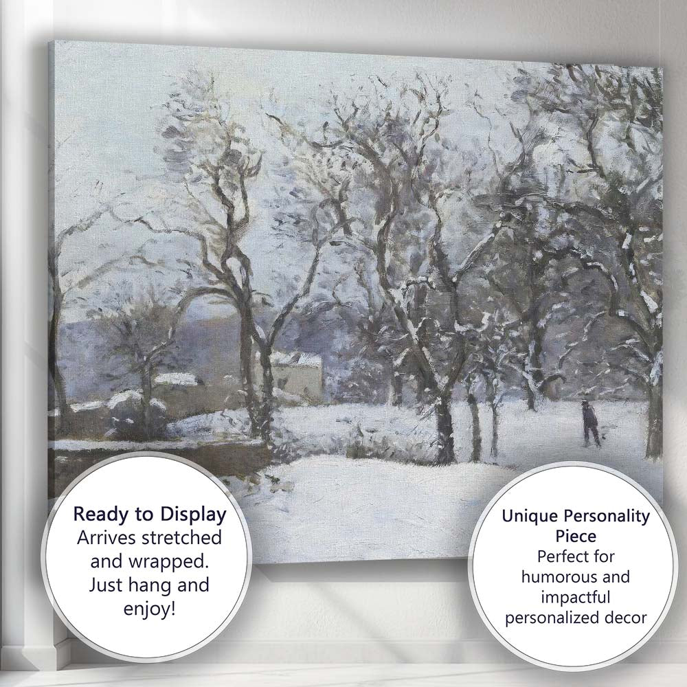 Impressionist Snow Covered Orchard Bare Trees Winter Landscape Canvas Wall Art Print Decor Picture Ready to Hang