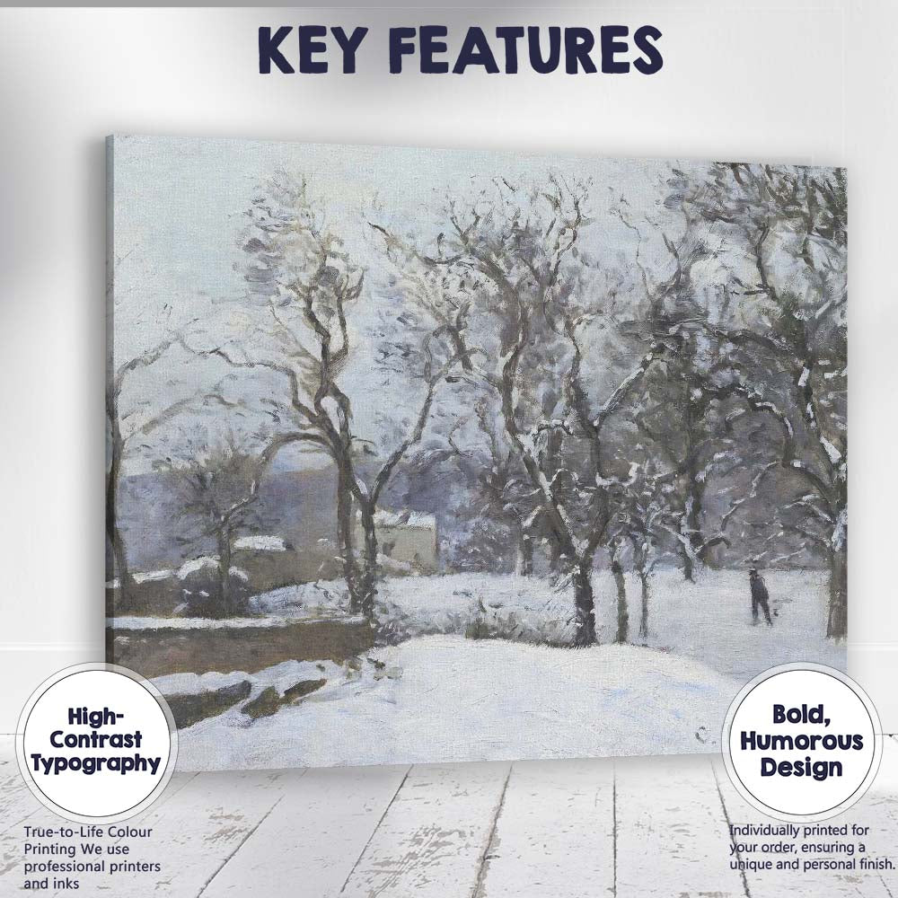 Snow Covered Woodland Path Impressionist Winter Landscape Painting Canvas Wall Art Print Decor Picture Ready to Hang