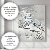 Traditional Japanese Snow Covered Village Woodblock Canvas Wall Art Print Decor Picture Ready to Hang
