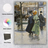 Elegant Parisian Street Scene With Victorian Figures Canvas Wall Art Print Decor Picture Ready to Hang