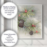 Botanical Pine Needles And Cones Natural History Illustration Canvas Wall Art Print Decor Picture Ready to Hang
