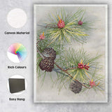 Botanical Pine Needles And Cones Natural History Illustration Canvas Wall Art Print Decor Picture Ready to Hang